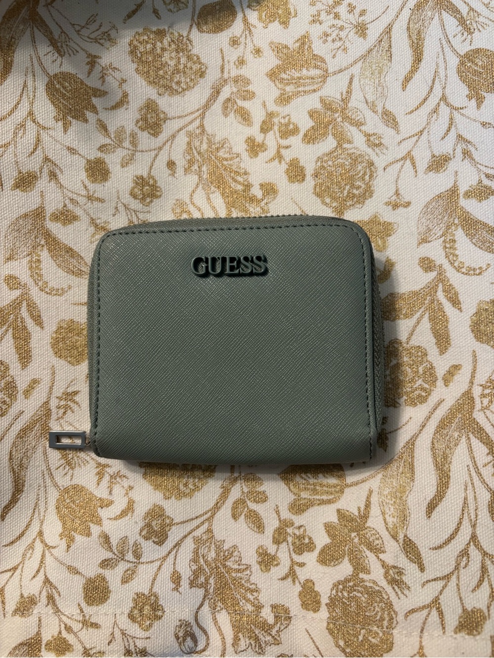 GUESS Small Zip-Around Card Wallet in Sage Green